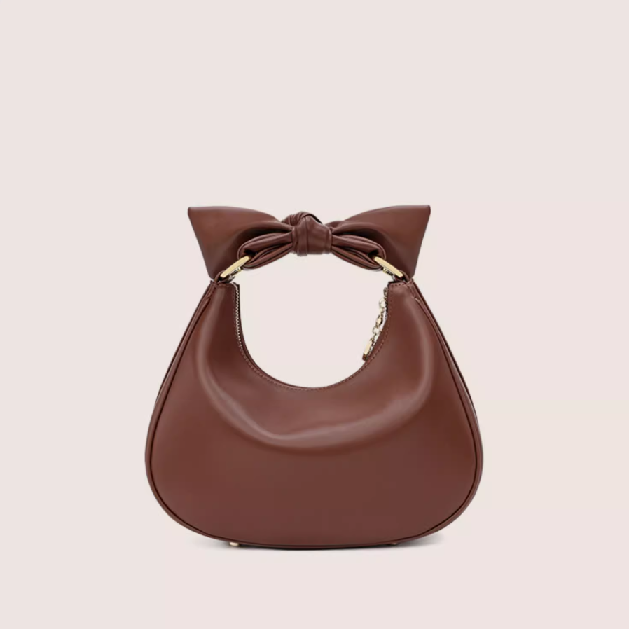Chic Crescent Shoulder Bag with Bowknot – Maillard Style