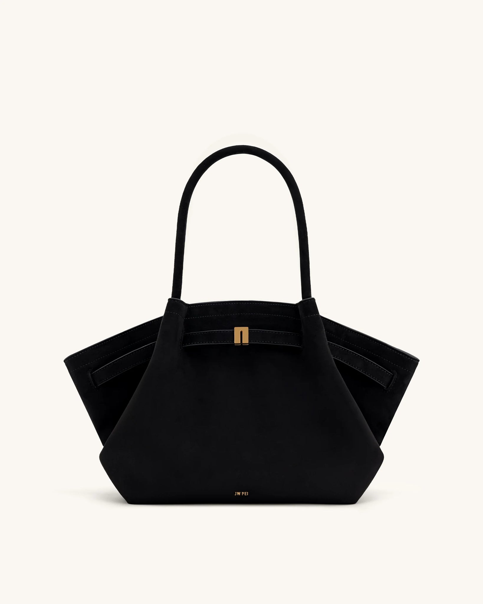 Hana Medium Faux Suede Tote Bag- Black