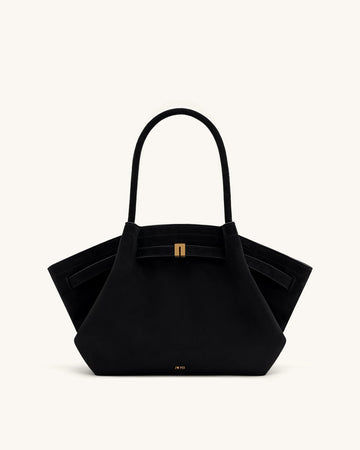 Hana Medium Faux Suede Tote Bag- Black