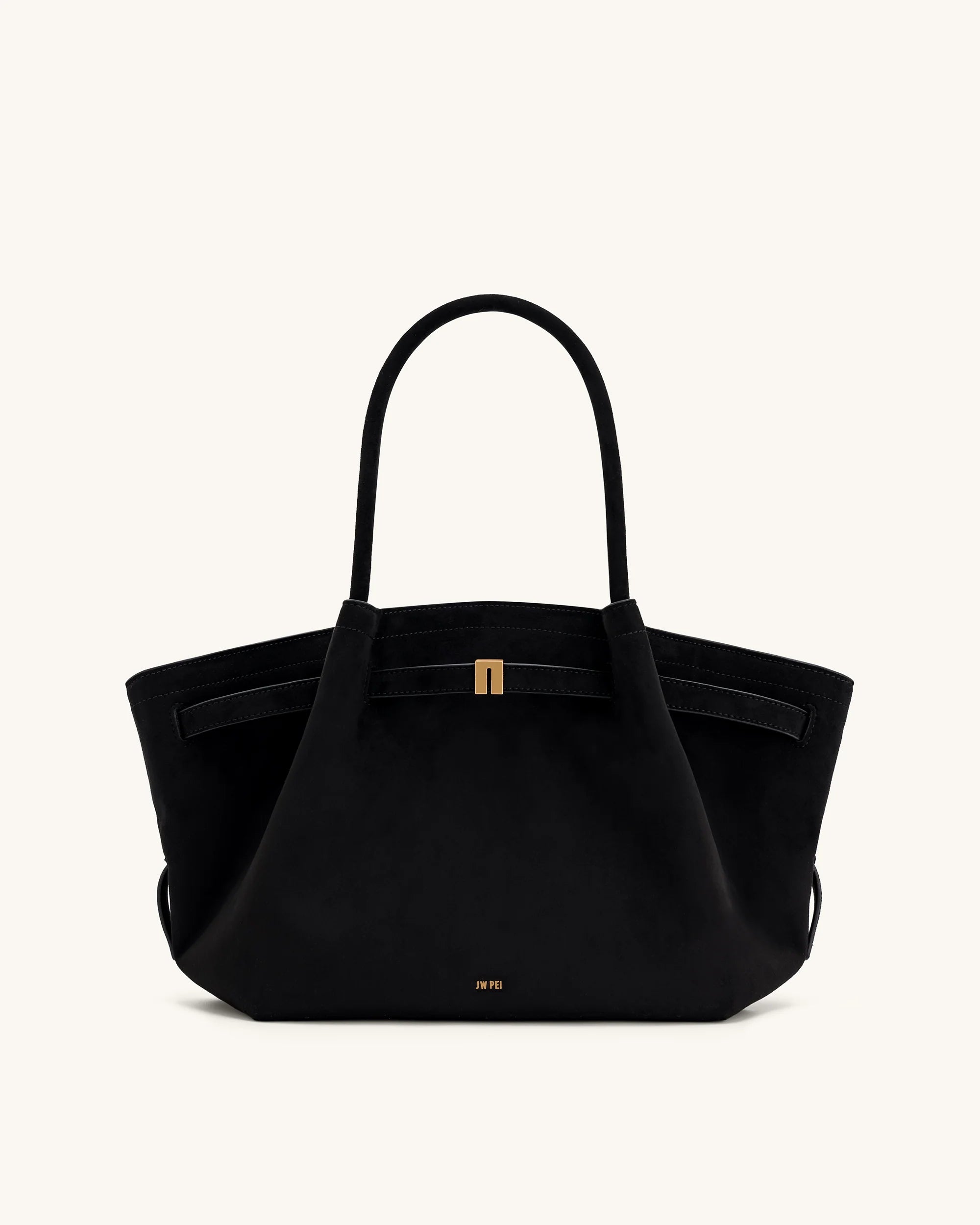 Hana Medium Faux Suede Tote Bag- Brown