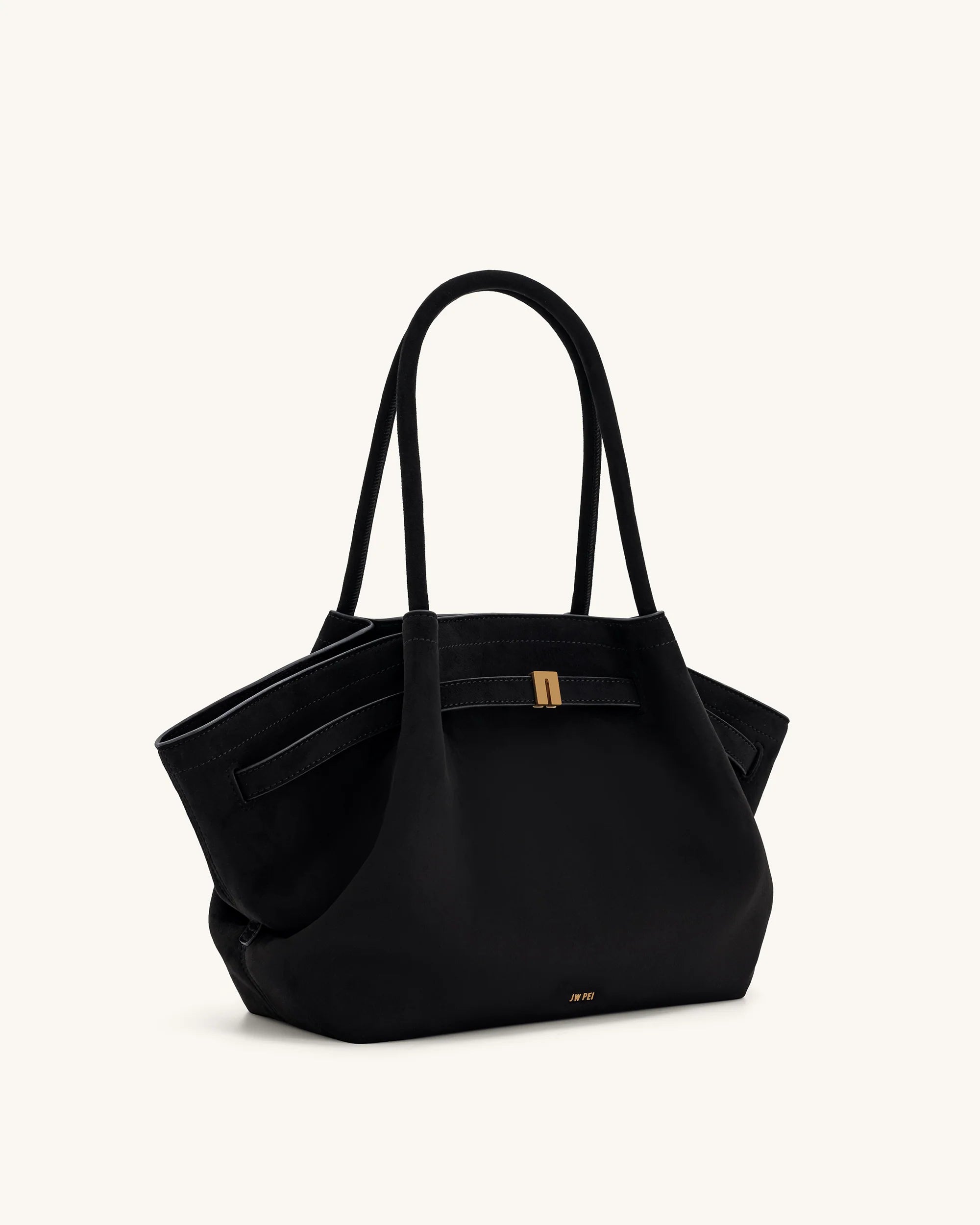 Hana Medium Faux Suede Tote Bag- Brown
