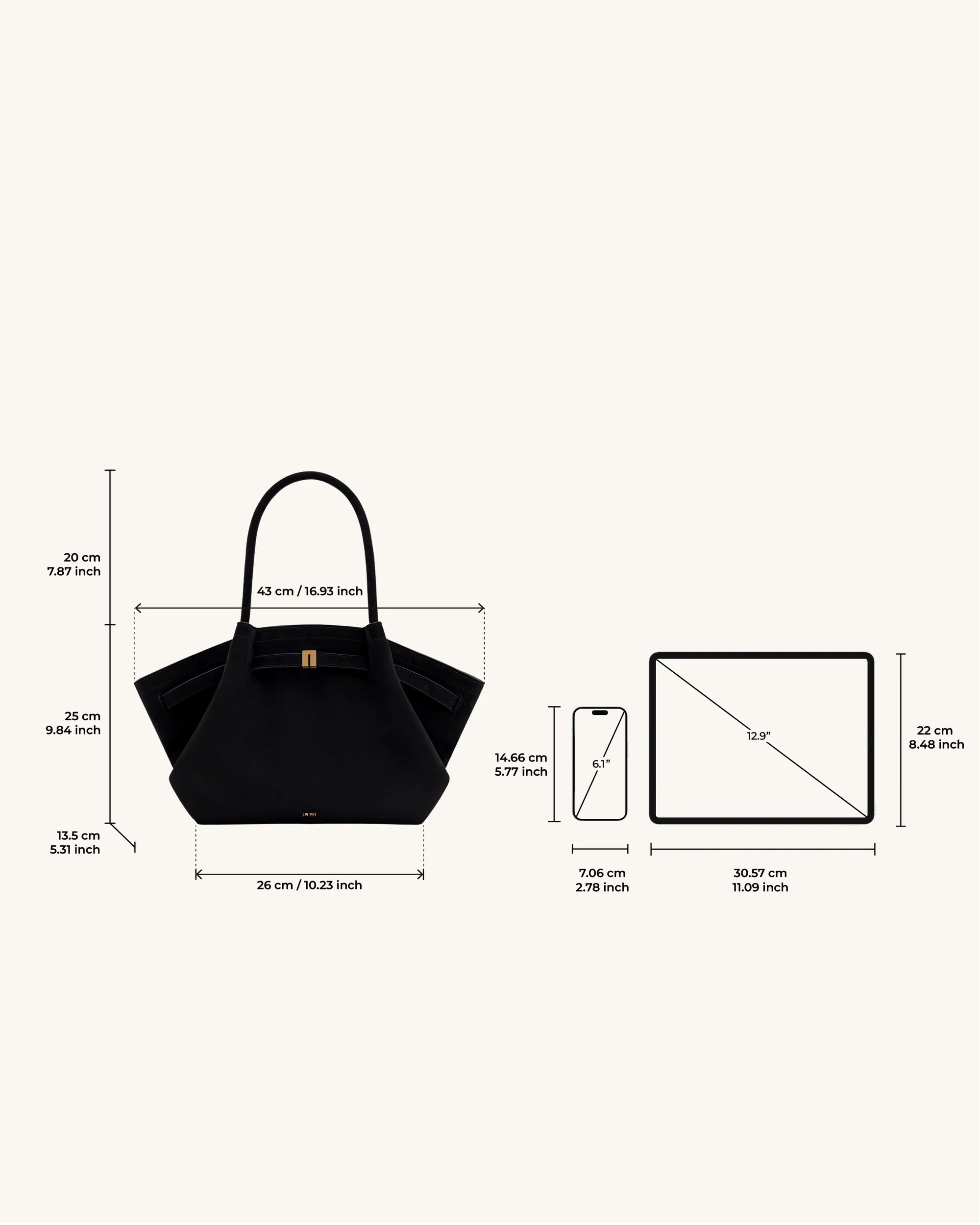 Hana Medium Faux Suede Tote Bag- Brown