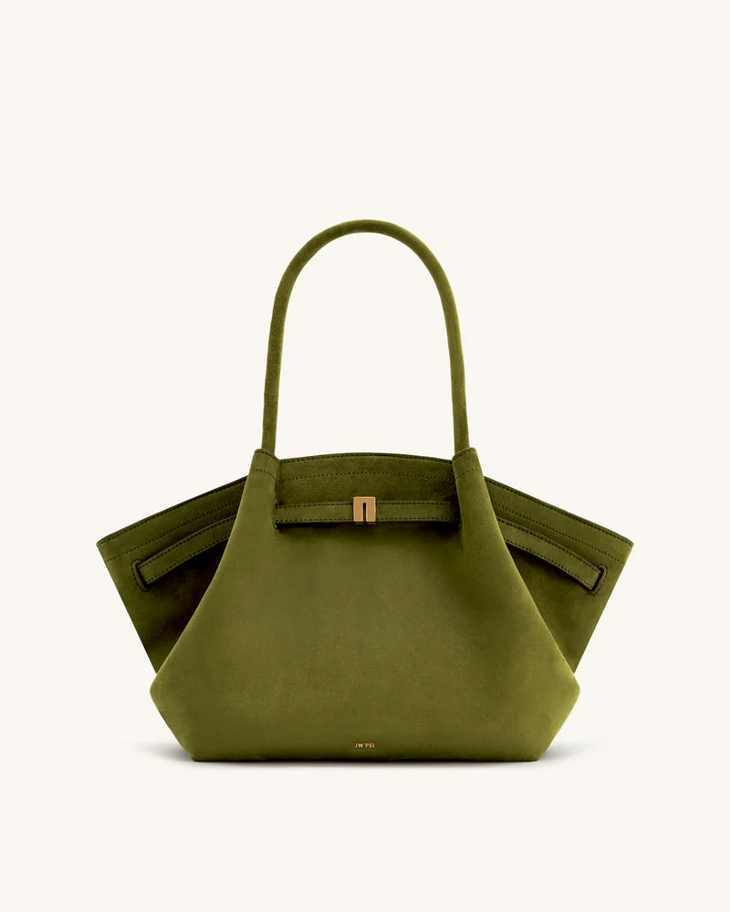Hana Medium Faux Suede Tote Bag- Brown