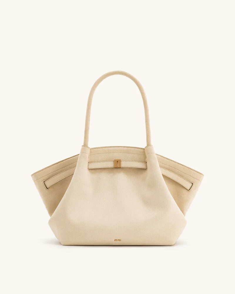 Hana Medium Faux Suede Tote Bag- Brown