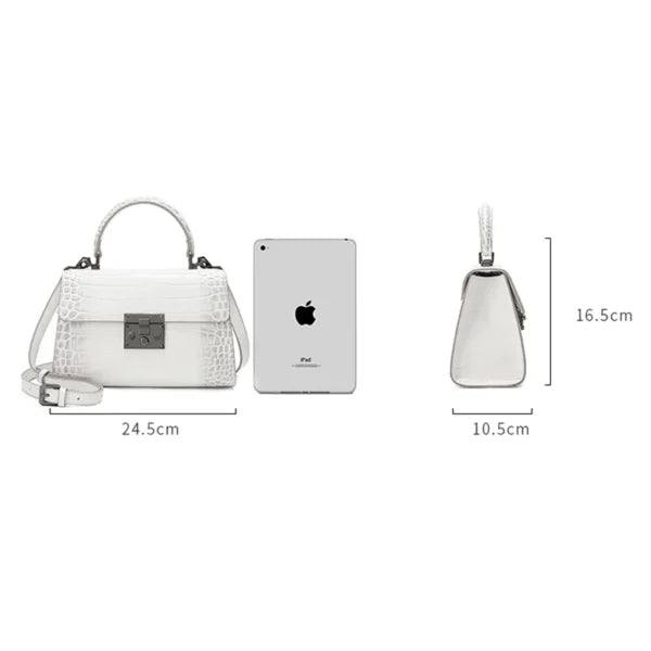 Lady Tote 28 Black Cowhide Leather Silver Hardware