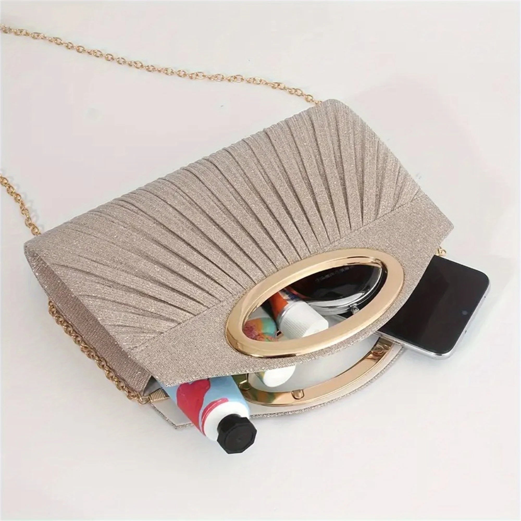 Elegant Pleated Evening Bag – Large Capacity Clutch Tote