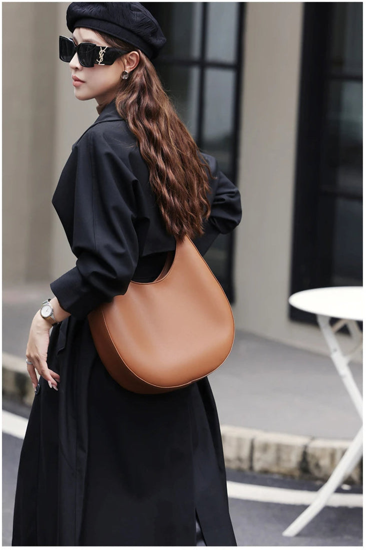Women’s Luxury Leather Crescent Tote – Crossbody & Shoulder Bag