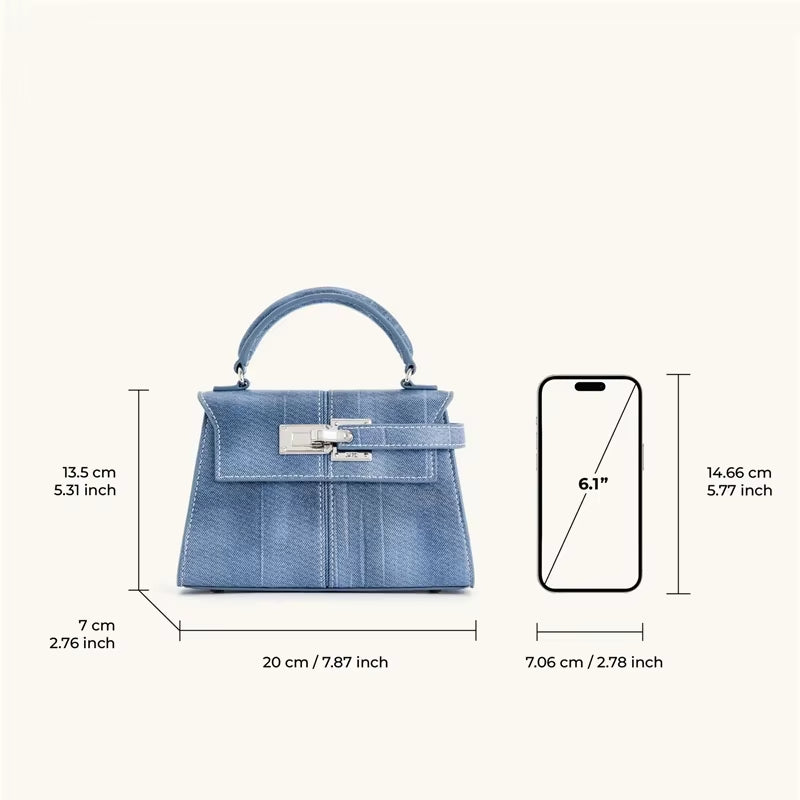 Elise Denim Blue Tote – 2025 Designer Women’s Small Square Crossbody Bag